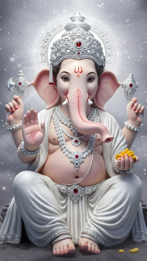 Divine Lord Ganesha Silver Theme Artwork 3 Set Image