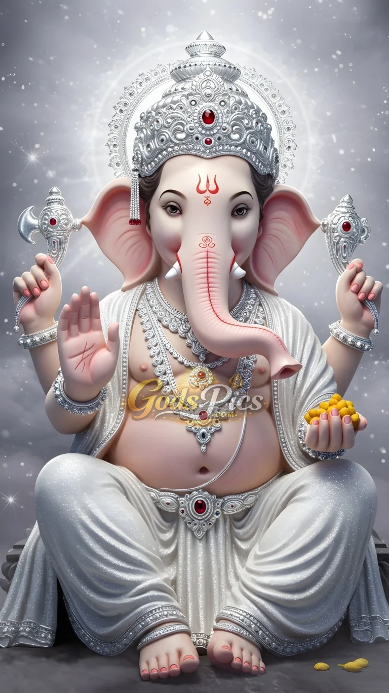 Divine Lord Ganesha Silver Theme Artwork (3 Set Image)