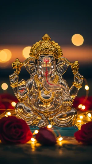 Divine Lord Ganesha  Golden Transparent  Theme Artwork 3 Set Image