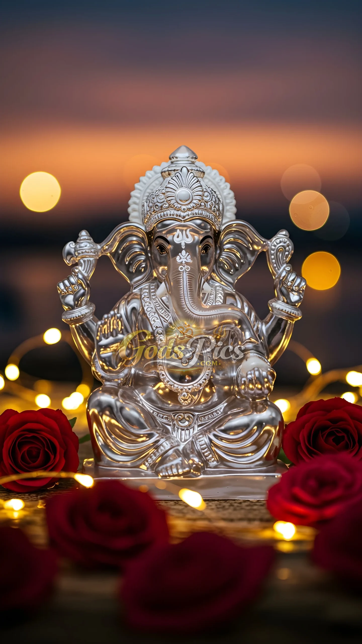 Divine Lord Ganesha Golden Transparent Theme Artwork 3 Set Image - Image 2