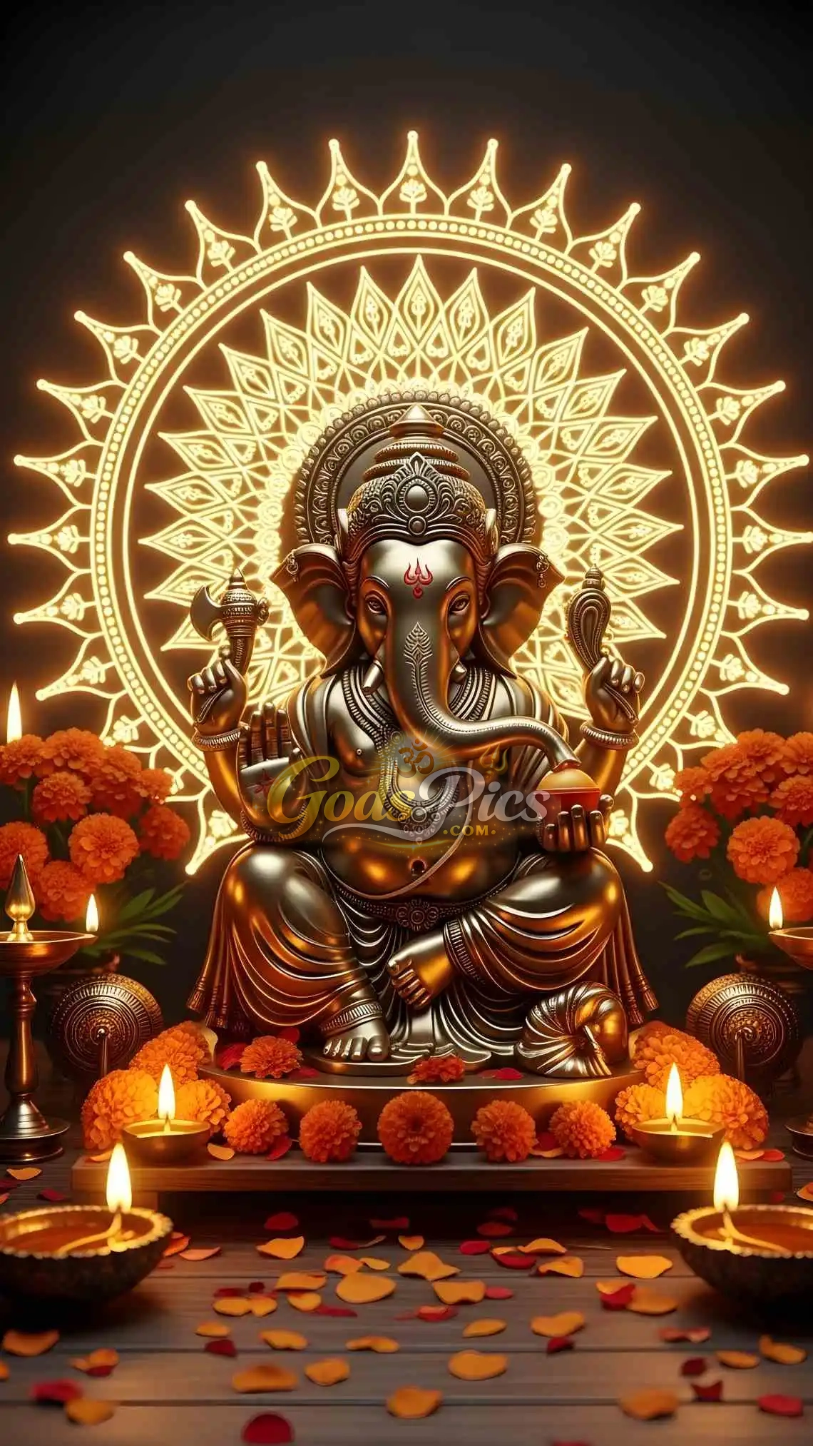 Divine Lord Ganesha Golden Theme Artwork