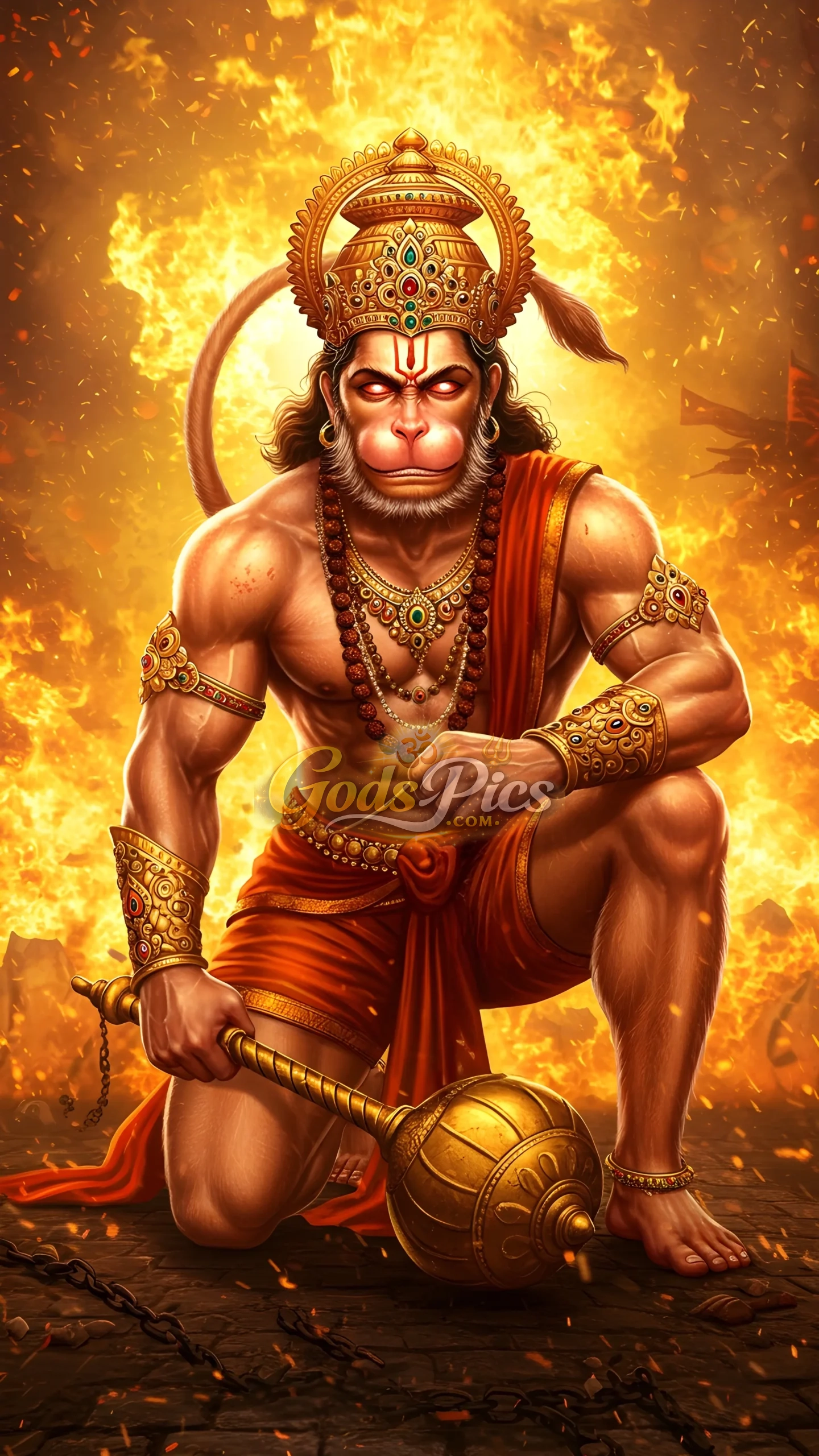 Lord Hanuman Powerful Angry Pose High-Resolution 3 Set Images