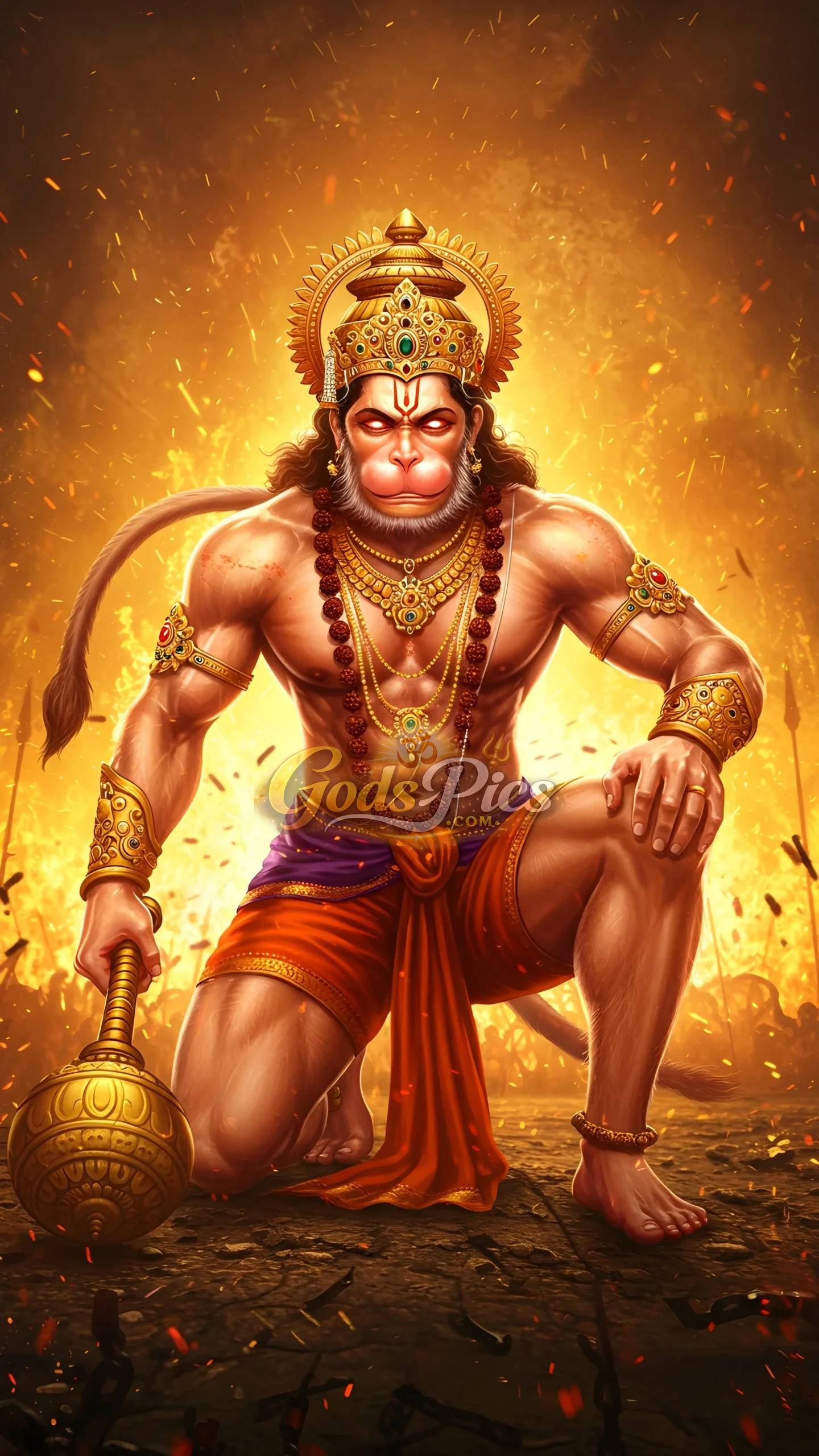 Lord Hanuman Powerful Angry Pose High-Resolution 3 Set Images - Image 3