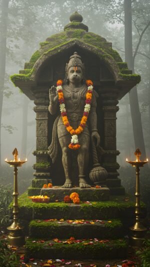 Lord Hanuman Powerful Old Temple Sitting Pose High-Resolution 2 Set Images