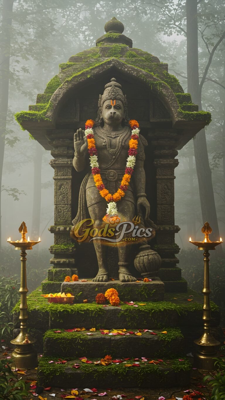 Lord Hanuman Powerful Old Temple Sitting Pose High-Resolution 2 Set Images
