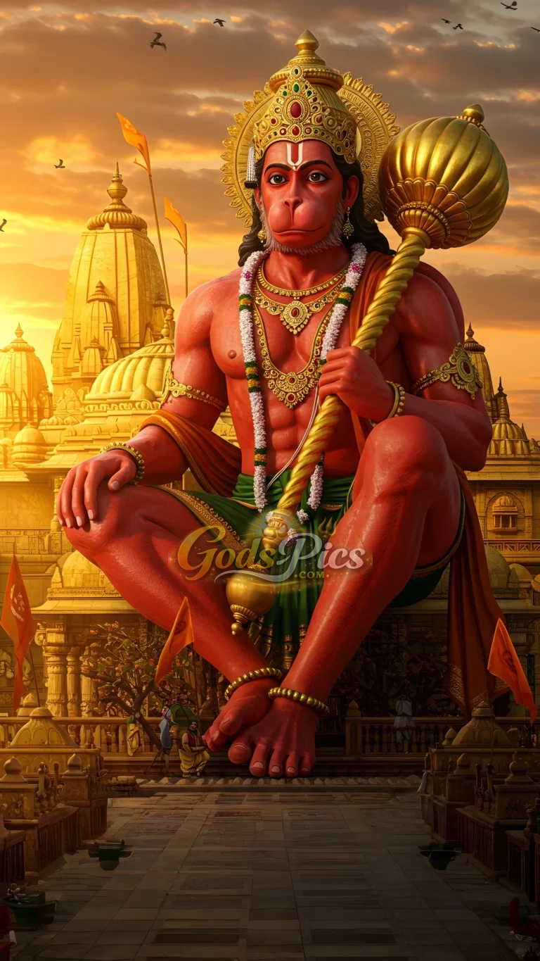 Lord Hanuman Powerful Sitting High-Resolution Images