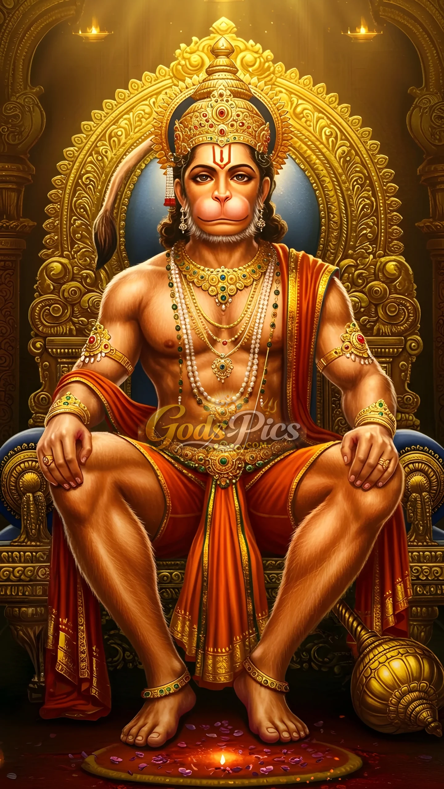 Lord Hanuman Powerful Sitting Pose High-Resolution 2 Set Images - Image 2