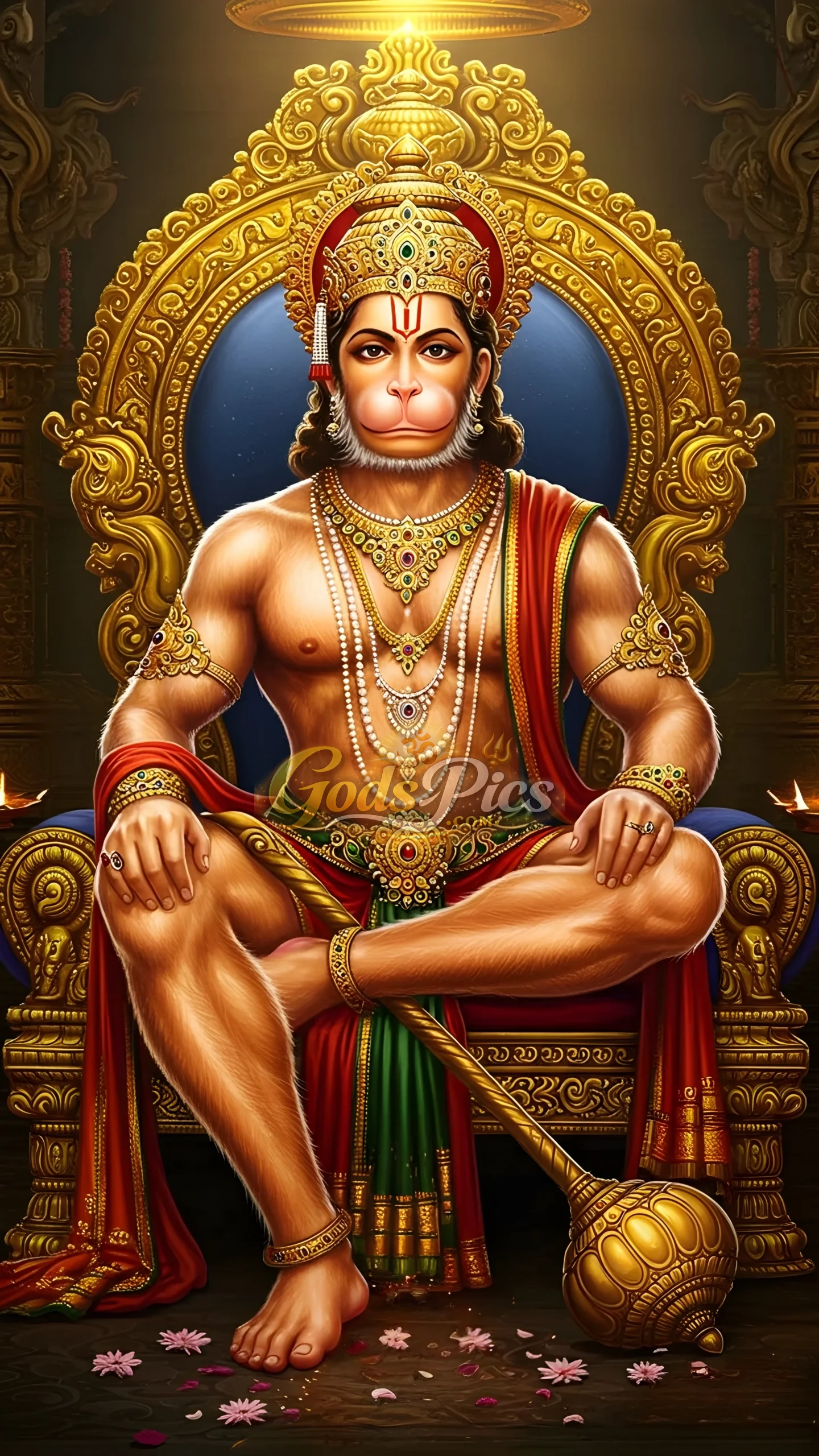 Lord Hanuman Powerful Sitting Pose High-Resolution 2 Set Images