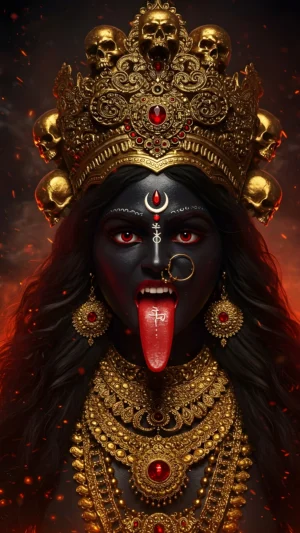 Fierce Goddess Kali Divine Power Portrait – Premium Spiritual Digital Art Image