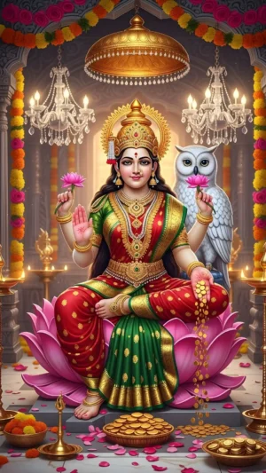 Laxmi Maa – Premium Spiritual Digital Art HD Wallpaper
