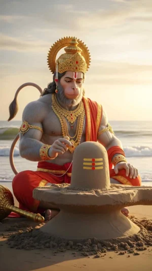Lord Hanuman Prey Shivalingam Powerful  High-Resolution Images