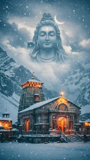 Divine Lord Shiva Above Sacred Mountain Temple – Premium Spiritual Digital Art (Set of 4 Images) - Image 2