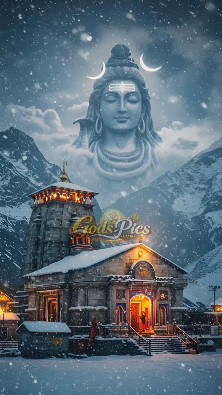 Divine Lord Shiva Above Sacred Mountain Temple – Premium Spiritual Digital Art (Set of 4 Images)