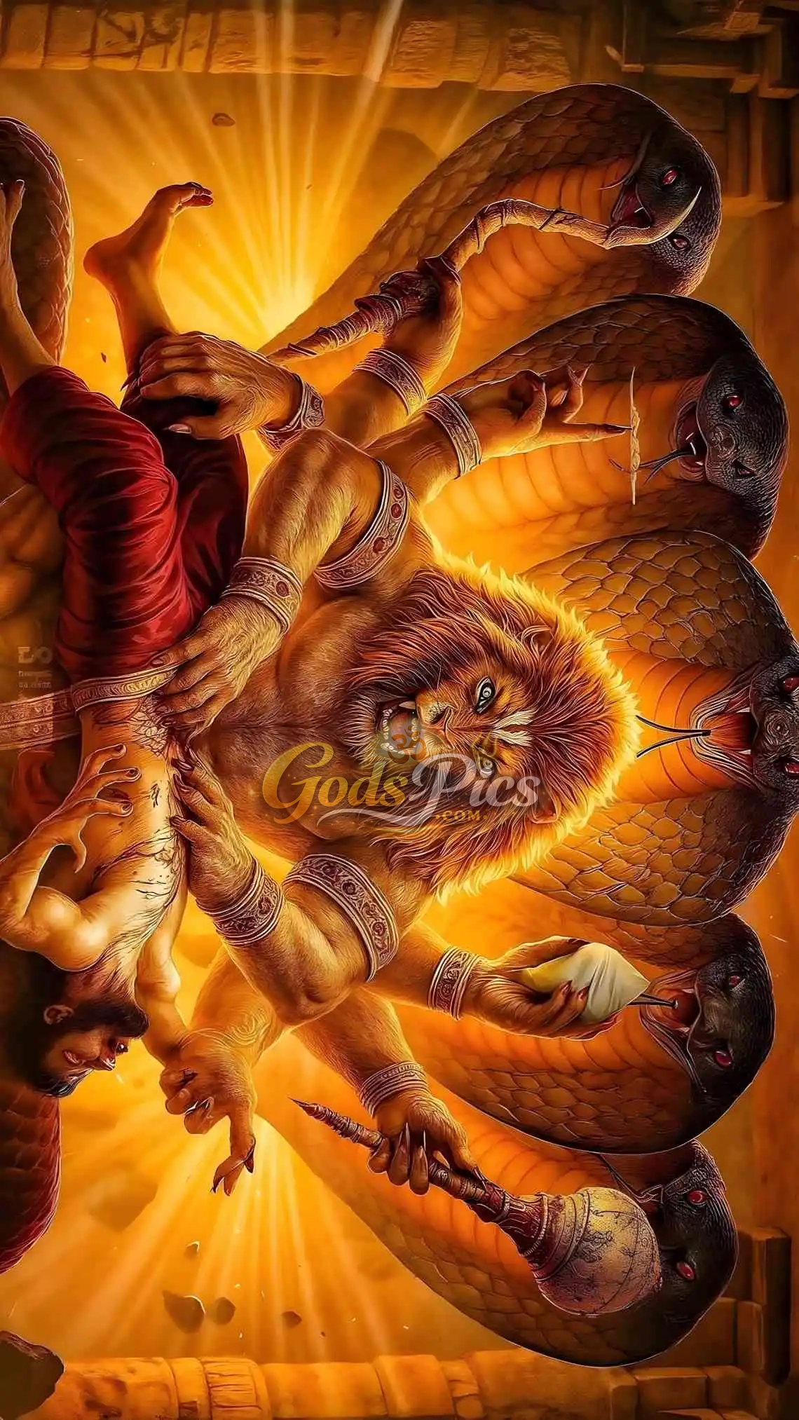 Lord Vishnu In Narsimha Avtar Powerful High-Resolution Images For Computer Wallpaper