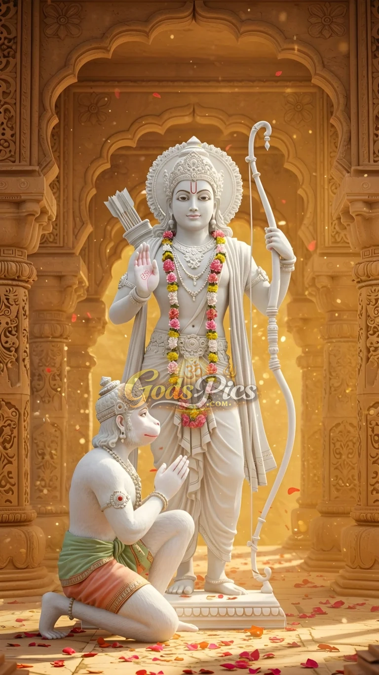 Divine Lord Ram Blessing Hanuman HD Spiritual Image