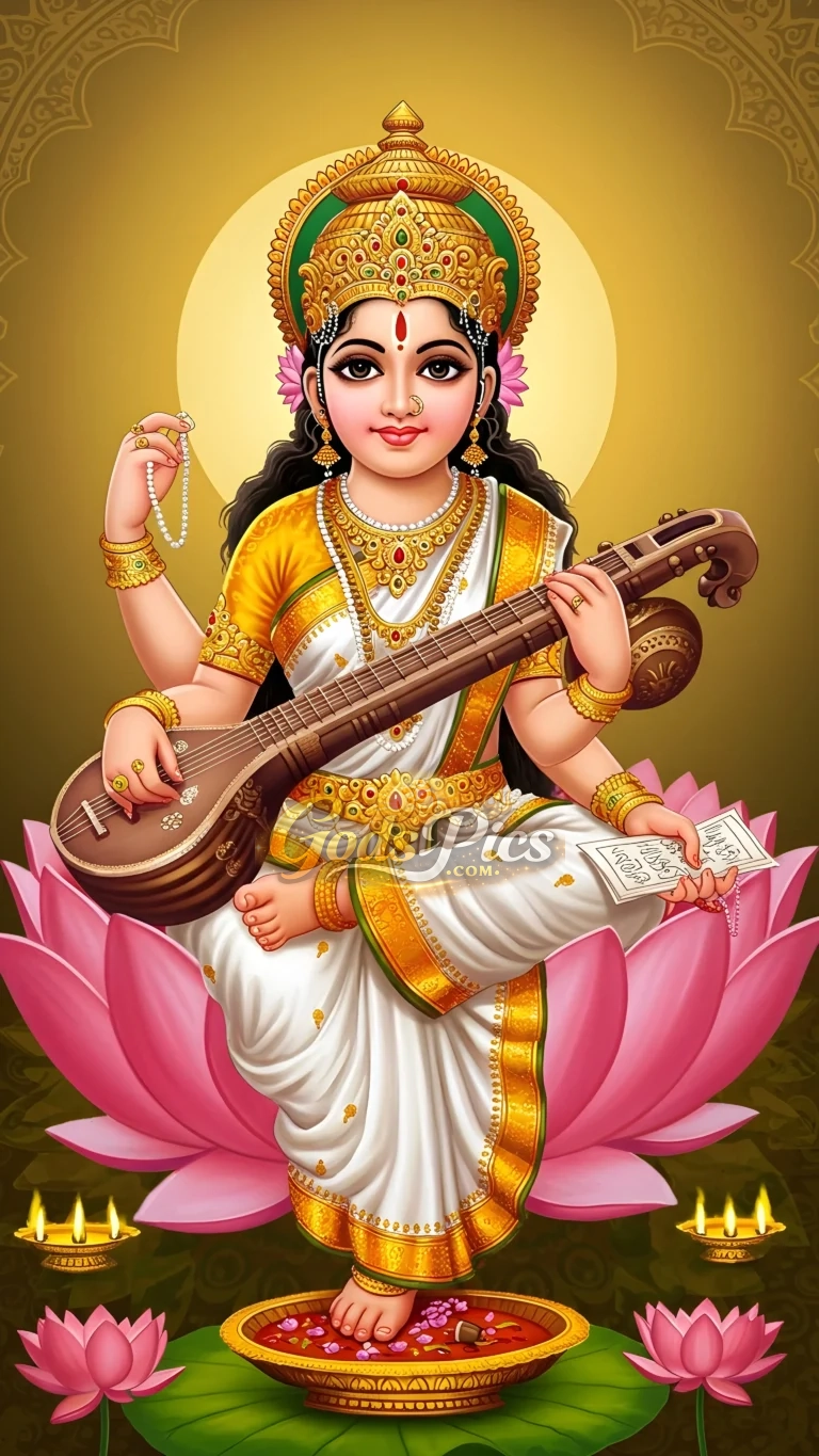 Divine Goddess Saraswati – Premium Spiritual Digital Art (Set of 4 Images)