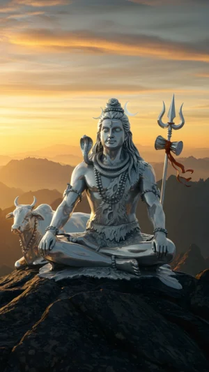 Lord Shiva in Deep Meditation on Mount Kailash (Set of 2 Images)