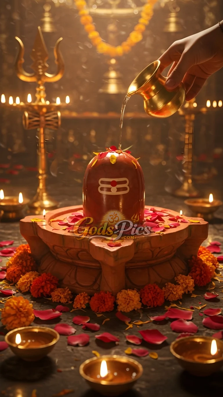 Sacred Shiva Lingam Abhishek Ritual – Premium Spiritual Digital Art (Set of 2 Images)