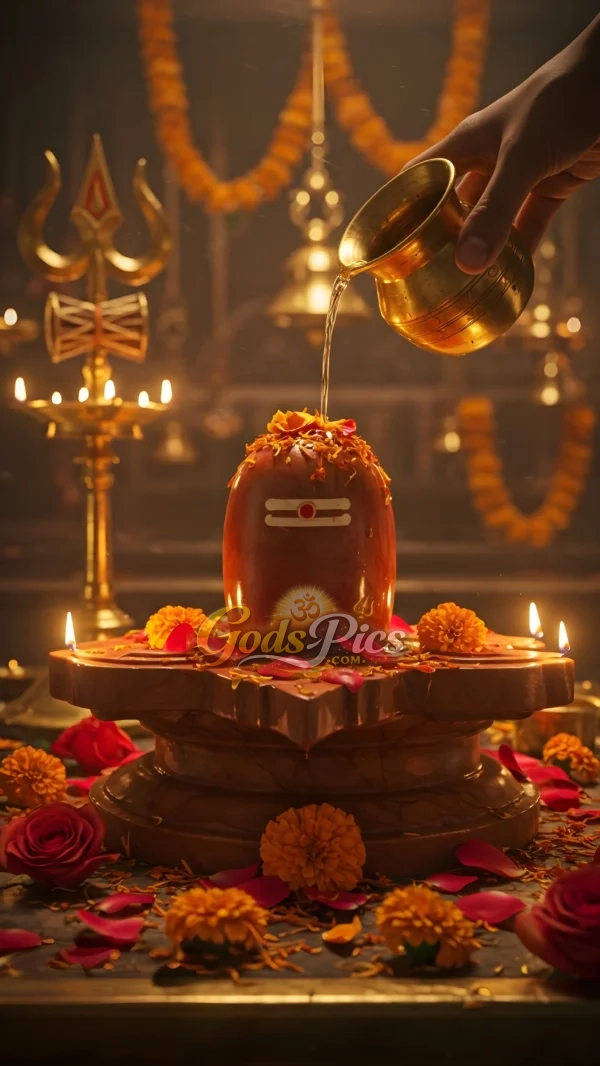 Sacred Shiva Lingam Abhishek Ritual Premium Spiritual Digital Art sacred-shiva-lingam-abhishek-ritual-premium-spiritual-digital-art