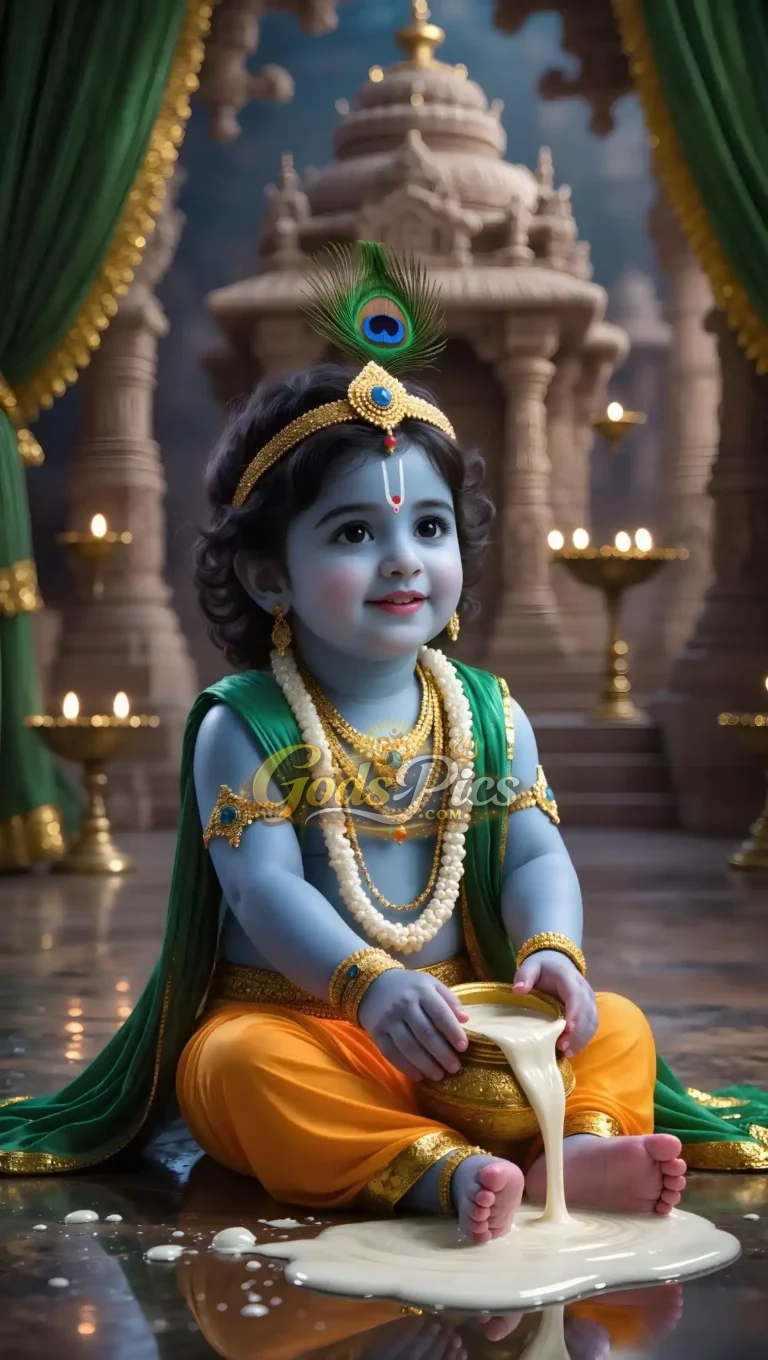 Divine Bal Krishna Makhan Leela – Premium Spiritual Digital Art