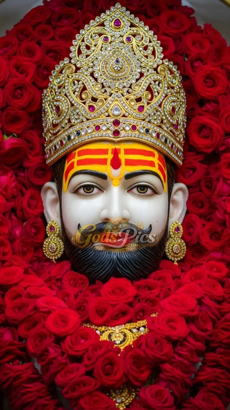 Shri Khatu Shyam Ji Divine Portrait with Crown – HD Spiritual 2 Set Image
