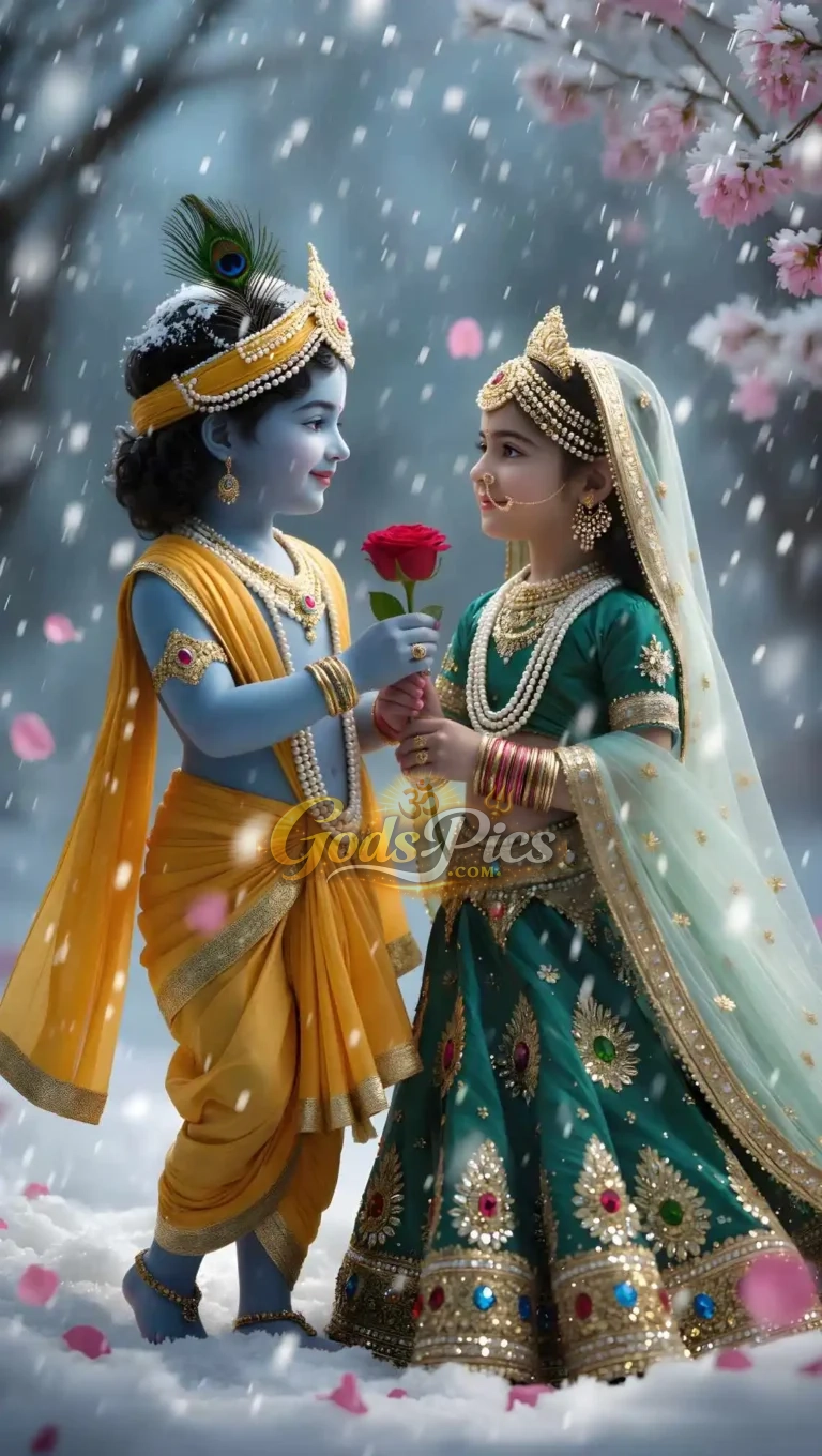 Lord Krishna And Radha Divine Love Beautiful Wallpaper