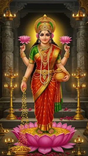 Laxmi Maa – Premium Spiritual Digital Art HD Mobile Wallpaper