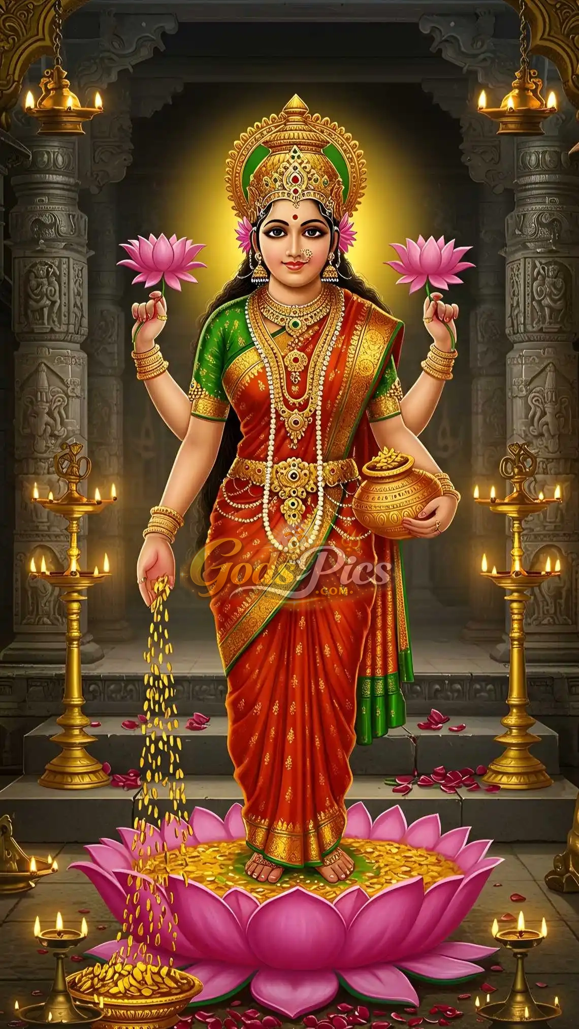 Laxmi Maa – Premium Spiritual Digital Art HD Mobile Wallpaper