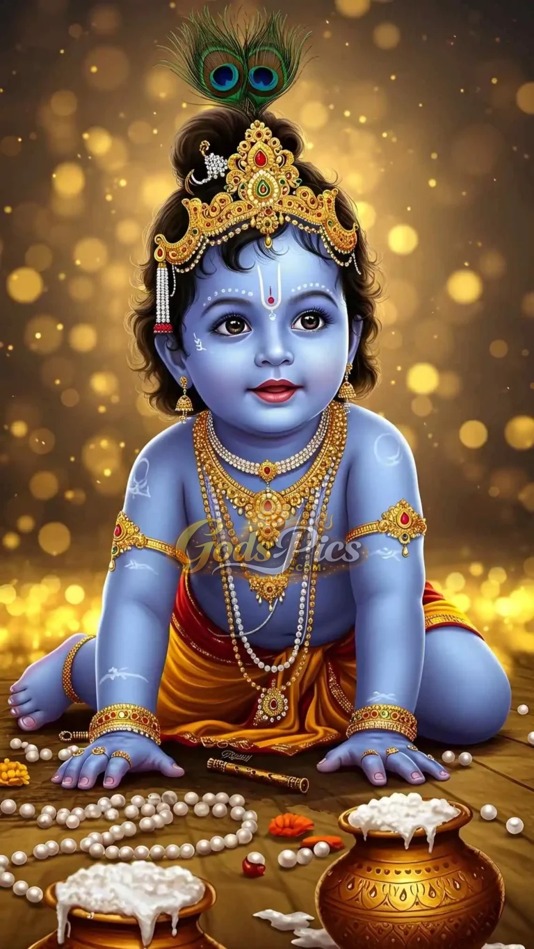 Divine Bal Krishna Makhan Leela (3 Set Images)