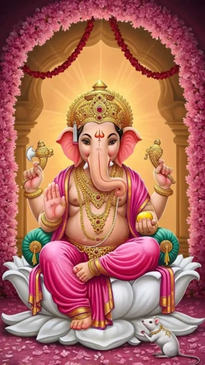 Divine Lord Ganesha Golden HD Wallpaper