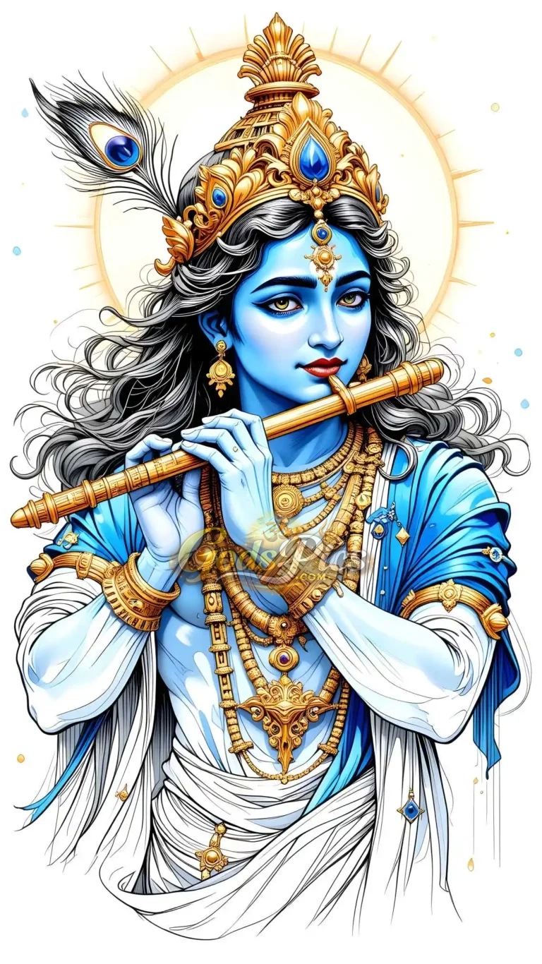 Divine Lord Krishna Playing Flute Digital Art By Gods Pics