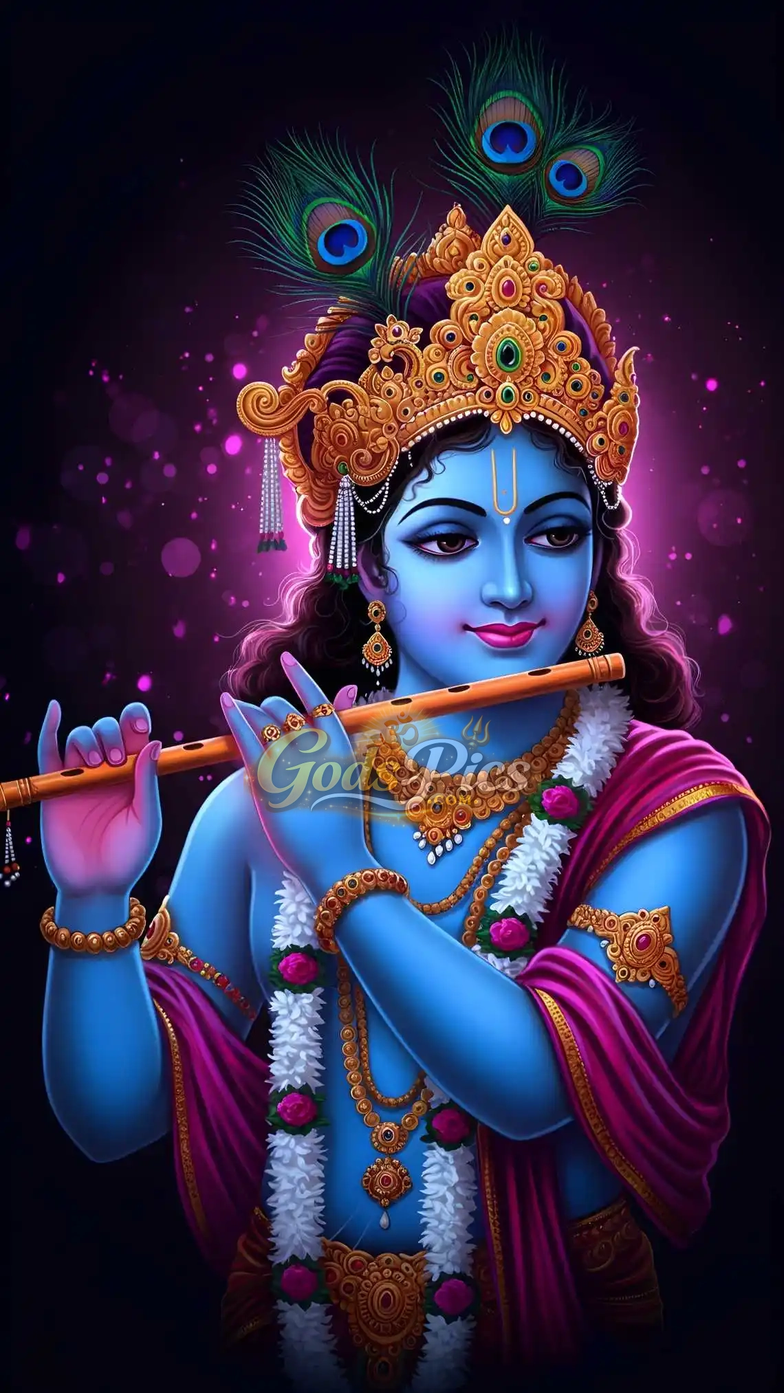 Divine Lord Krishna Playing Flute – Premium Spiritual Digital Art
