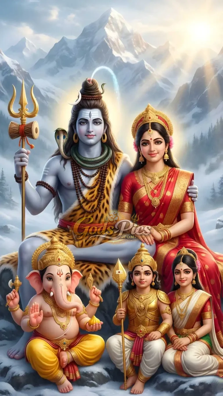 Divine Shiv Parivar (Shiva Family) –Digital Artwork By Gods Pics (2 Set Image)