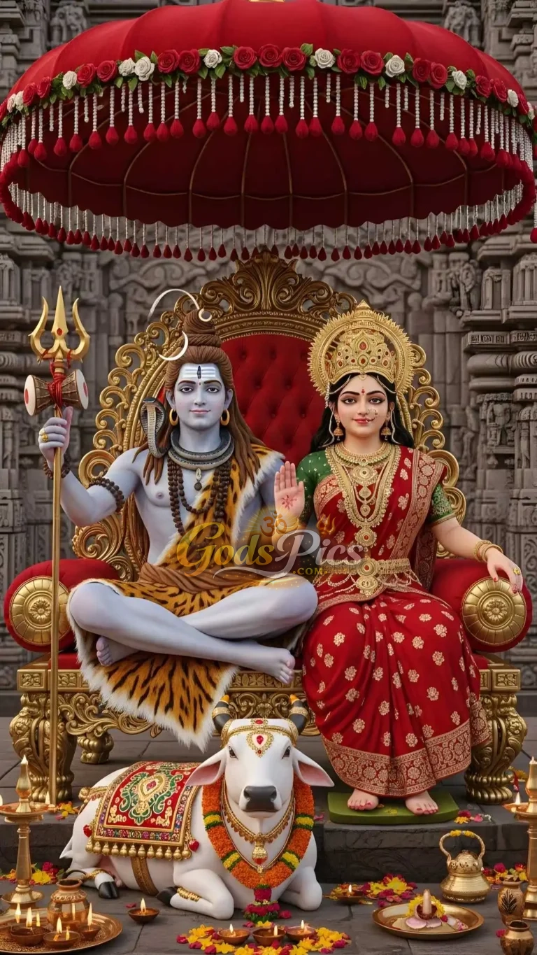 Lord Shiva And Parvati Premium Spiritual Digital Art Image