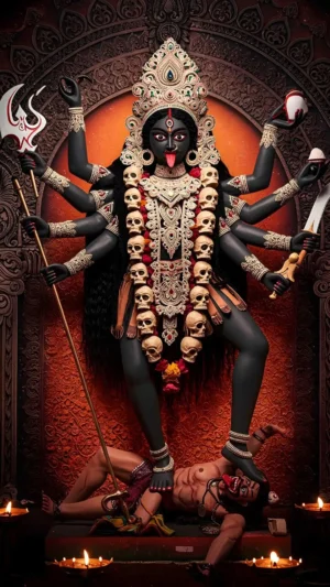 Kali Divine Power Portrait – Premium Spiritual Digital Art Image Mobile Wallpaper