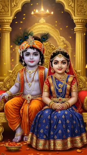 Lord Krishna And Radha Divine Love HD Mobile Wallpaper