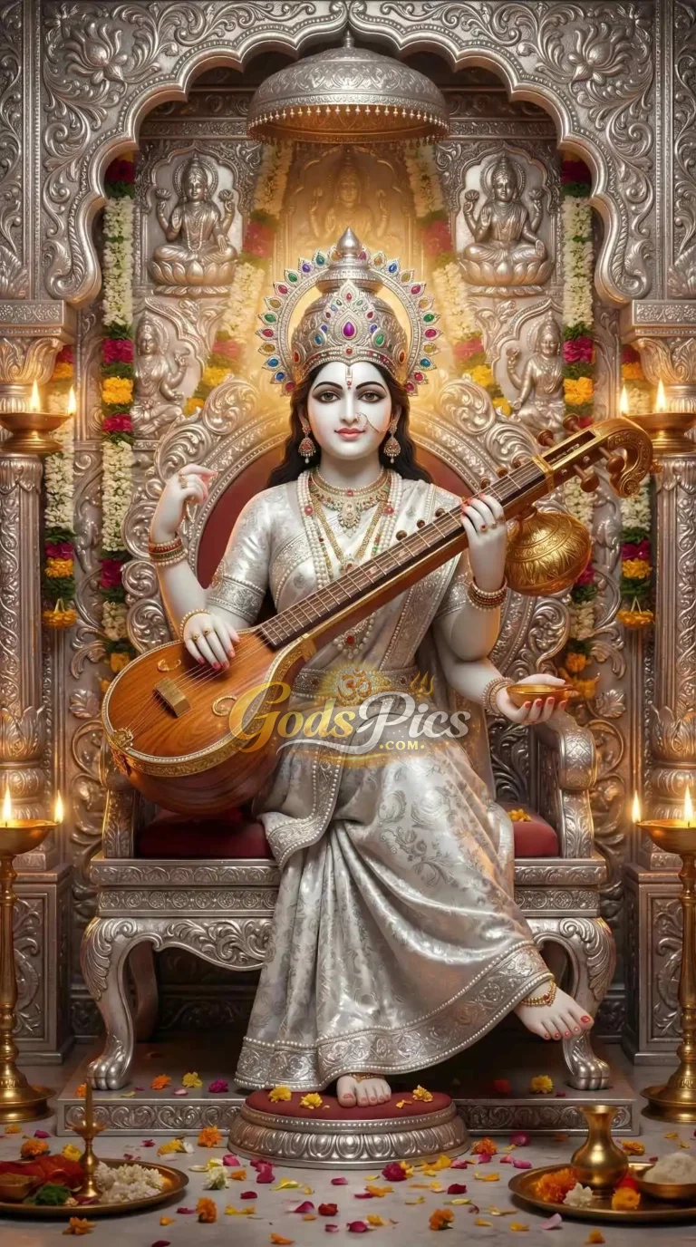 Saraswati Maa – Premium Spiritual Digital Art (Set of 4 Images)