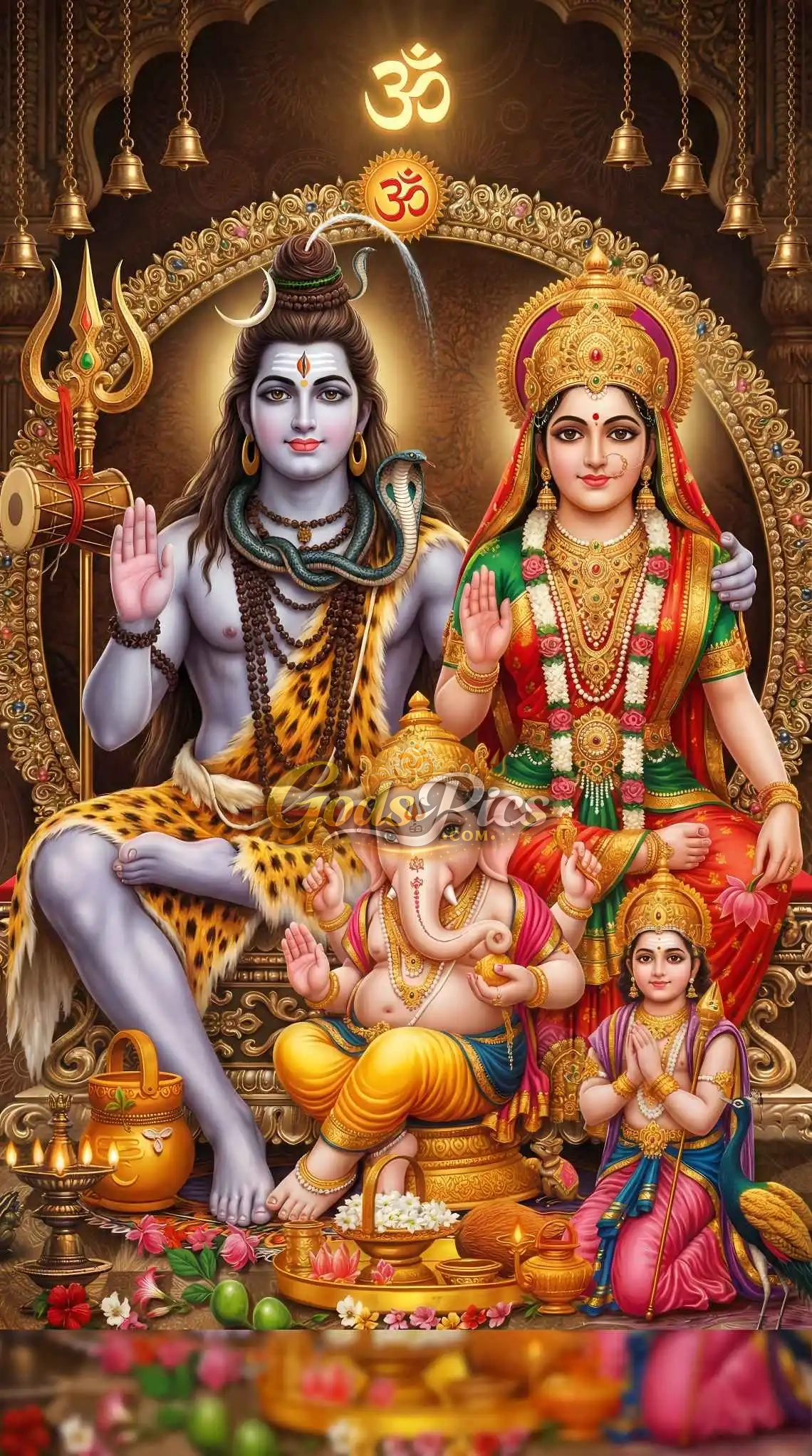 Divine Shiva Family–Digital Artwork (5 Set Image) - Image 3