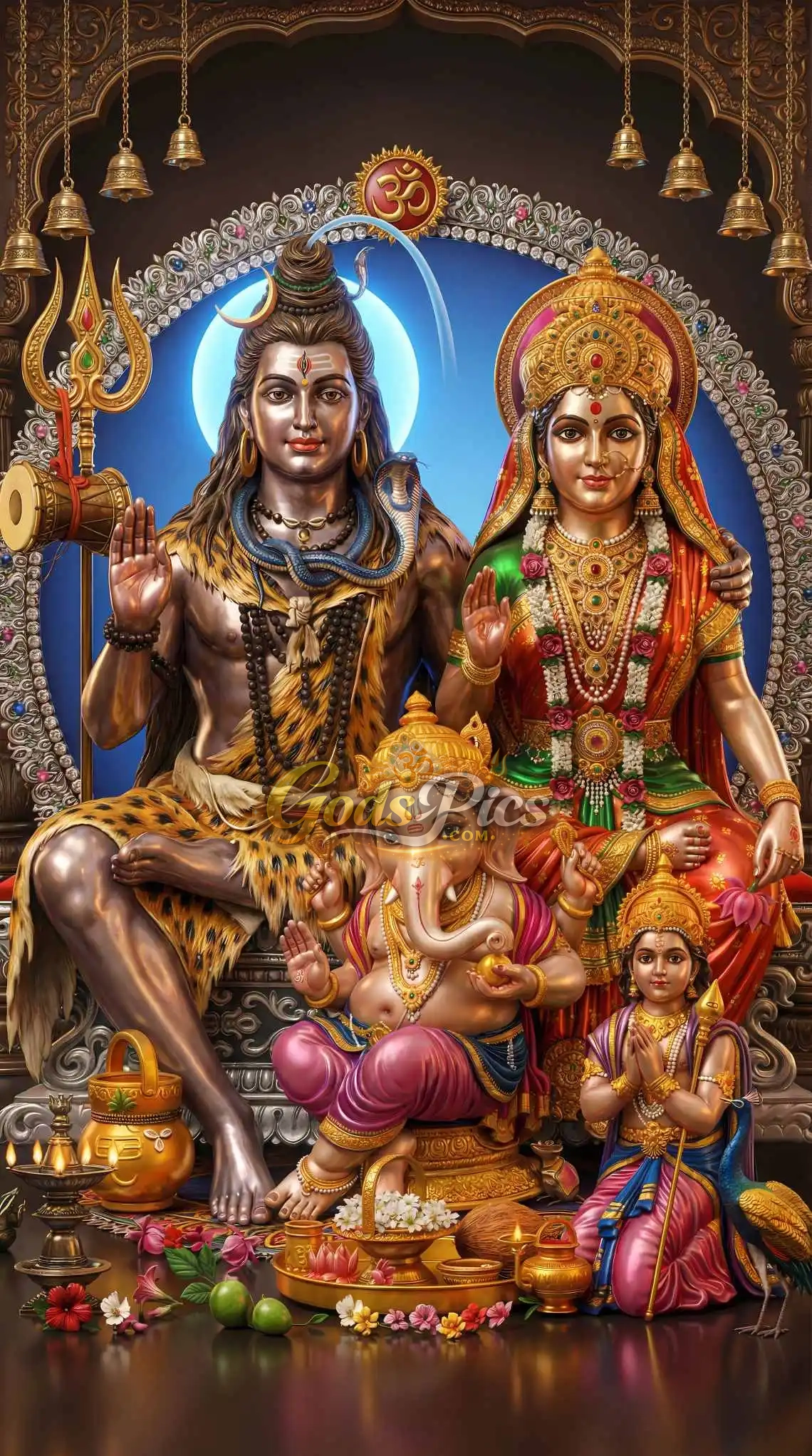 Divine Shiva Family–Digital Artwork (5 Set Image) - Image 2