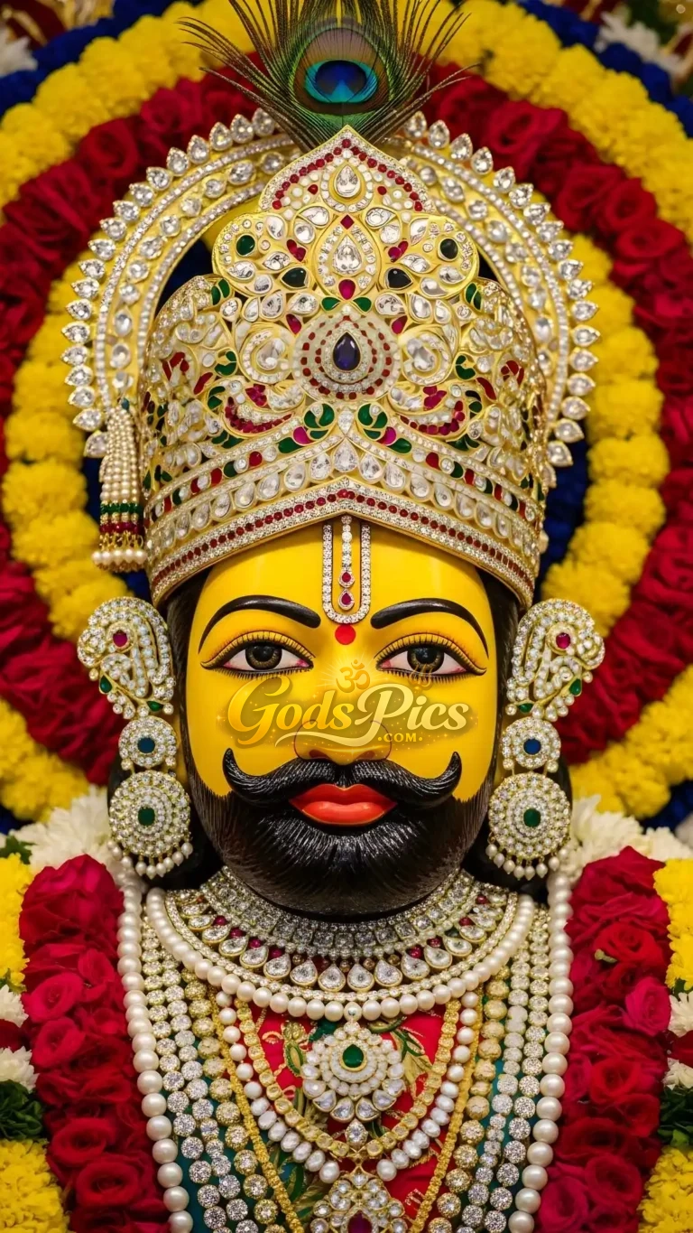 Shri Khatu Shyam Ji Divine Portrait with Crown – HD Spiritual Image