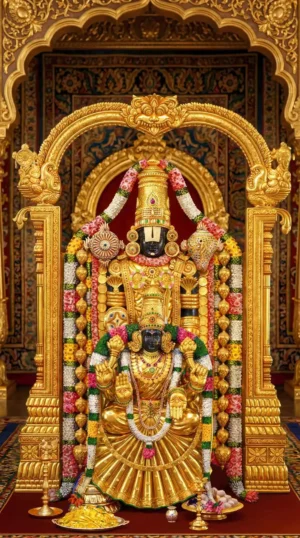 Tirupati Balaji Lord Venkateswara HD Divine Wallpaper | Tirumala Temple Balaji Poster | Hindu God Digital Artwork Download