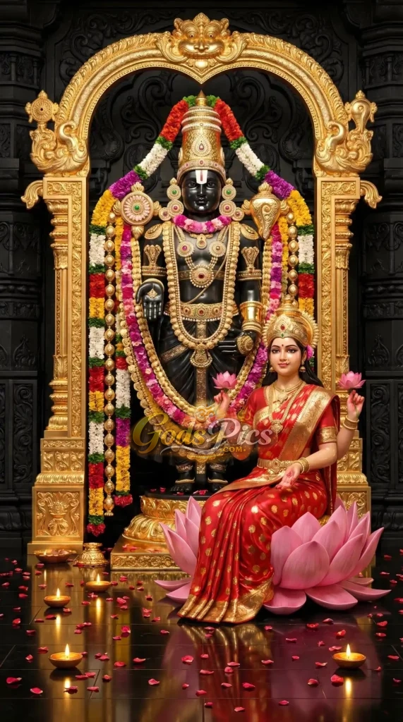 Maa Lakshmi with Tirupati Balaji HD Divine Wallpaper