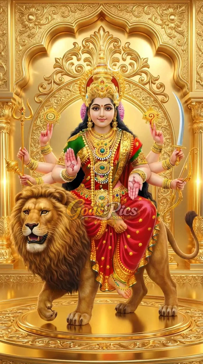 Maa Durga with Lion Beautiful HD Wallpaper