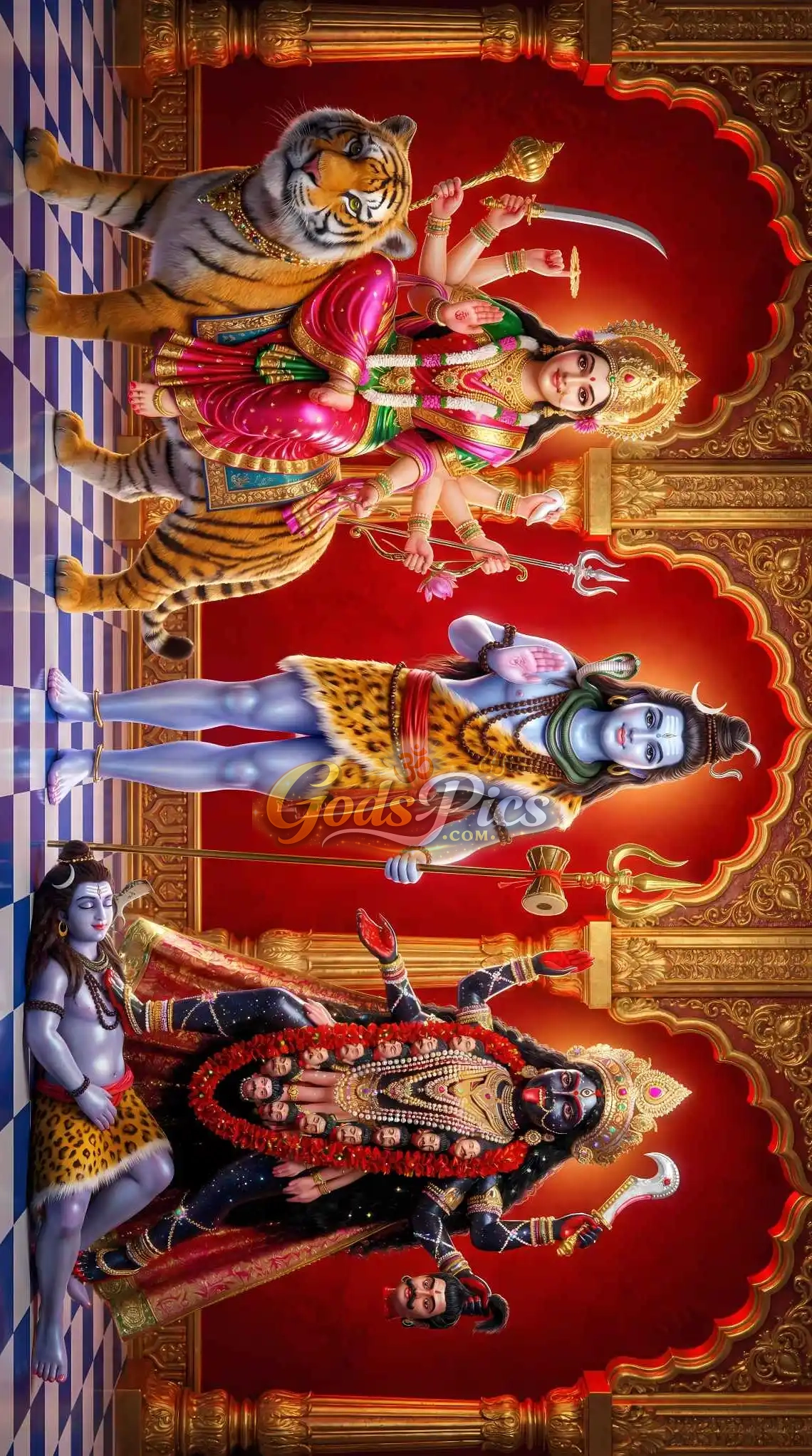 Maa Durga Shiva Kali Divine HD Artwork | Hindu Goddess Shakti Poster | Durga Mata Tiger Wallpaper Digital Download