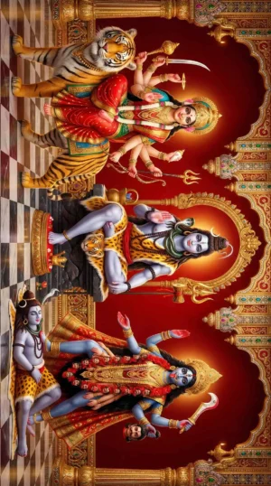 Maa Durga Shiva Kali Divine HD Artwork | Hindu Goddess Shakti Poster | Durga Mata Tiger Wallpaper Digital Download