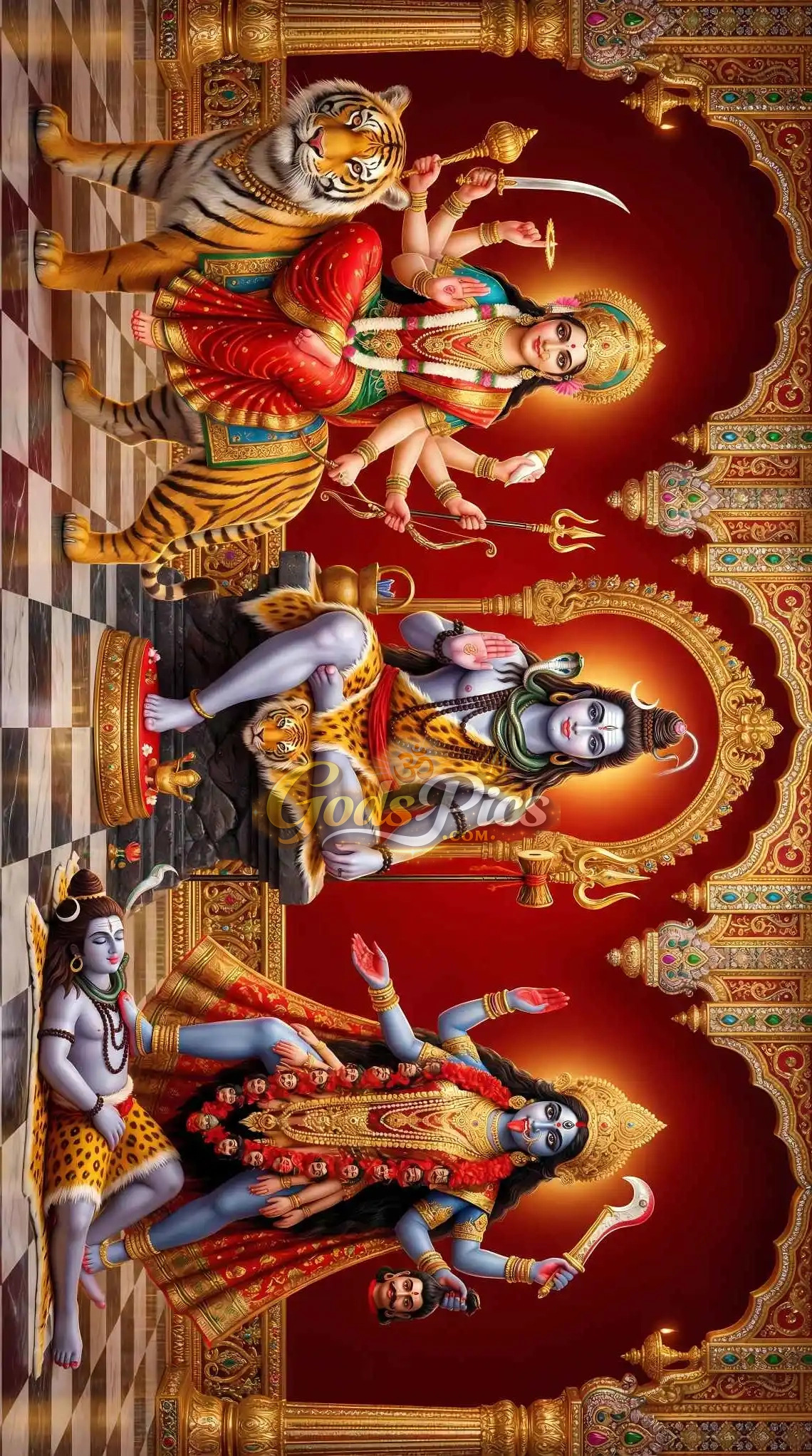 Maa Durga Shiva Kali Divine HD Artwork | Hindu Goddess Shakti Poster | Durga Mata Tiger Wallpaper Digital Download