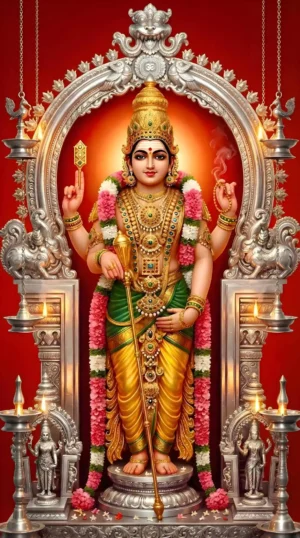 Lord Murugan HD Divine Wallpaper | Kartikeya Subramanya Vel Spiritual Artwork | Hindu God Poster Digital Download