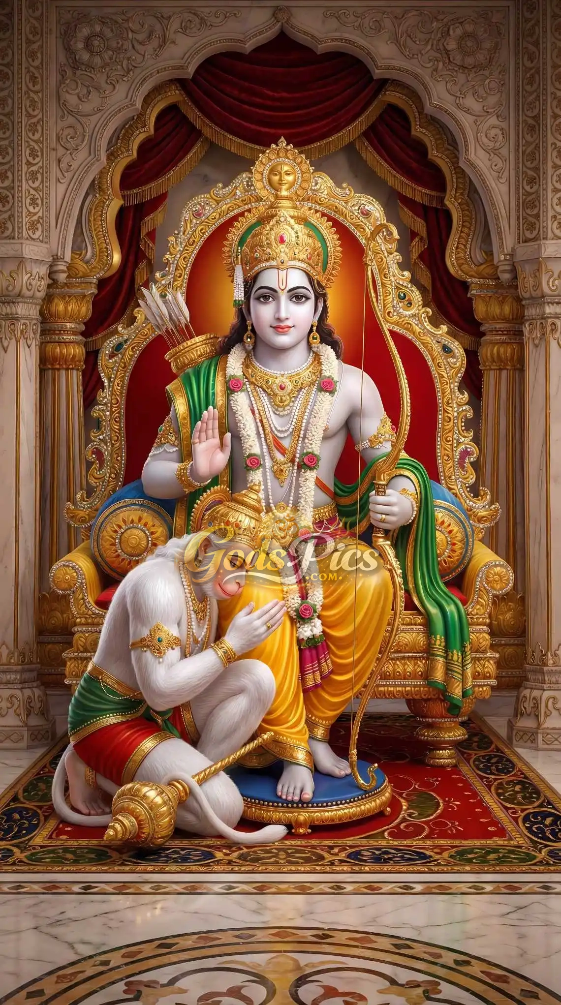 Lord Ram Blessing Hanuman HD Wallpaper (2 Images) - Image 2
