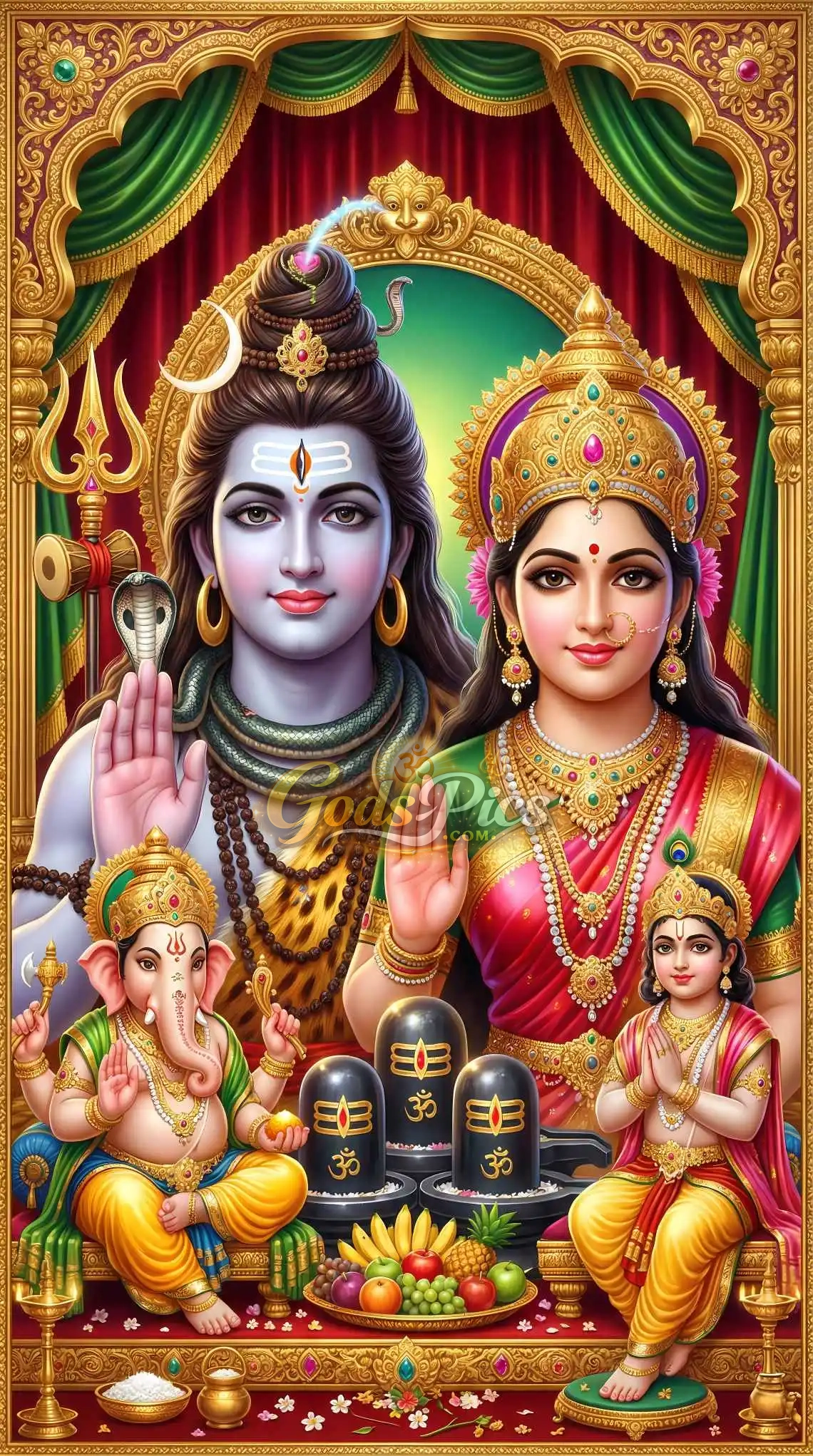 Divine Shiva Family–Digital Artwork (2 Image) - Image 2