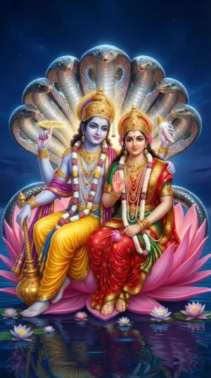 Lord Vishnu & Lakshmi on Sheshnag – Cosmic Ocean